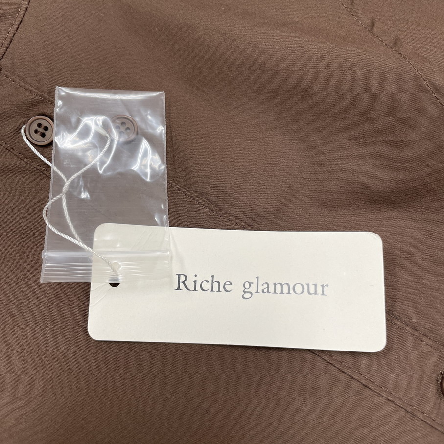 未使用品 /M/ Riche glamour ダークブラウン Ｖヨーク長袖ブラウス レディース トップス オフィスカジュアル 大人可愛い茶 リシェグラマー_画像4