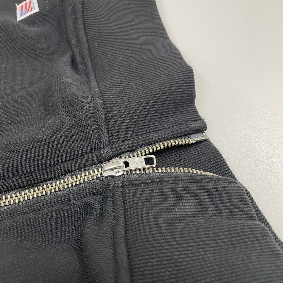未使用品 /L/ SAIL ブラック ダブルジップベスト レディース メンズ ロング 前開き ゆったり大人カジュアル ツバメ刺繍 ポケット 黒 セイル