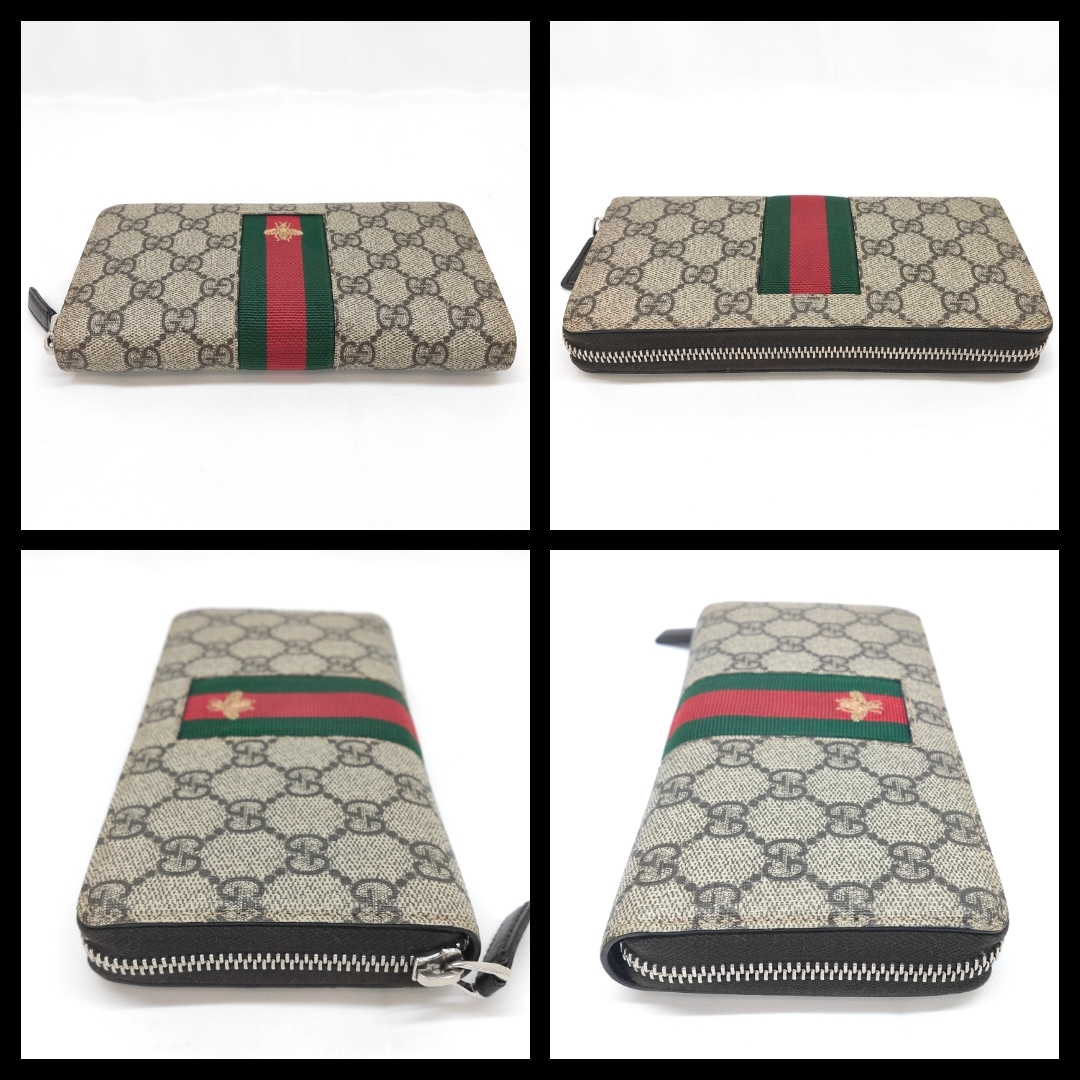 【美品級】GUCCI（グッチ）　BEE GGスプリーム　総柄　長財布