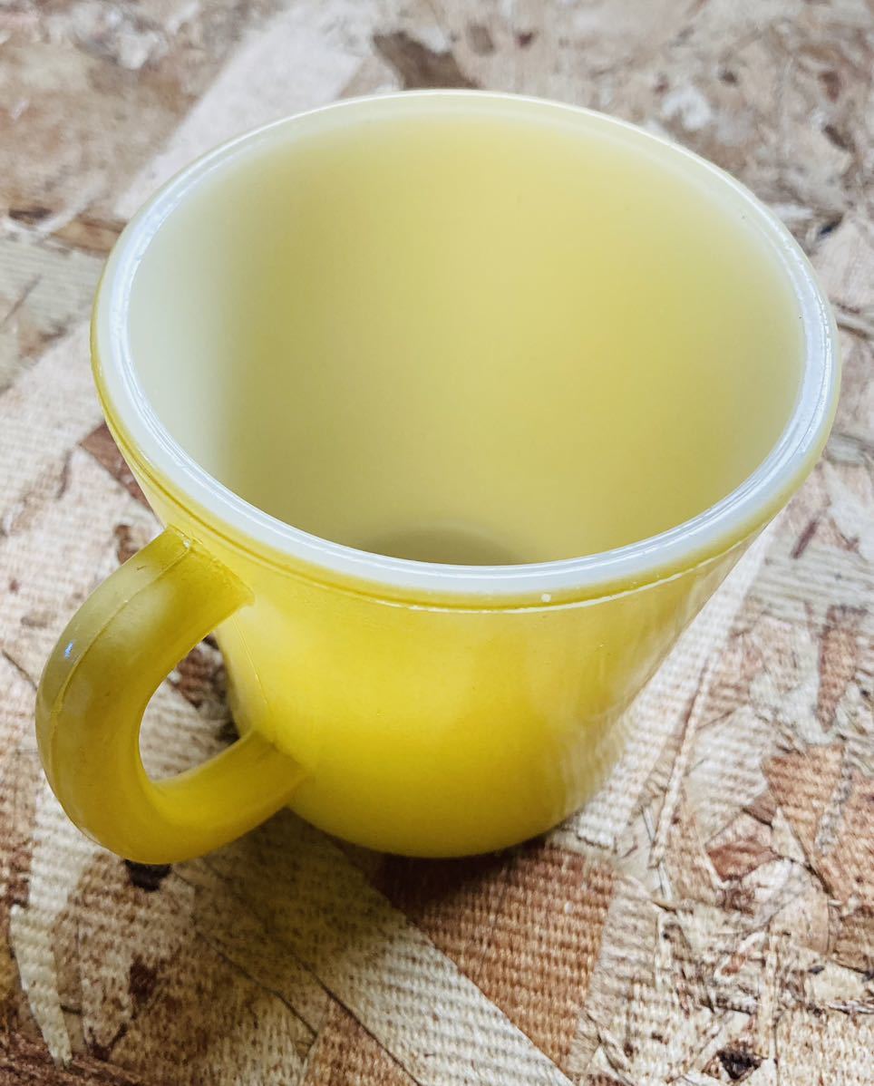 70' vintage Glasbake D Handle Mug◆ビンテージグラスベイクDハンドルマグ◇yellow◆MADE IN USA◆当時レアミルクグラス_画像6