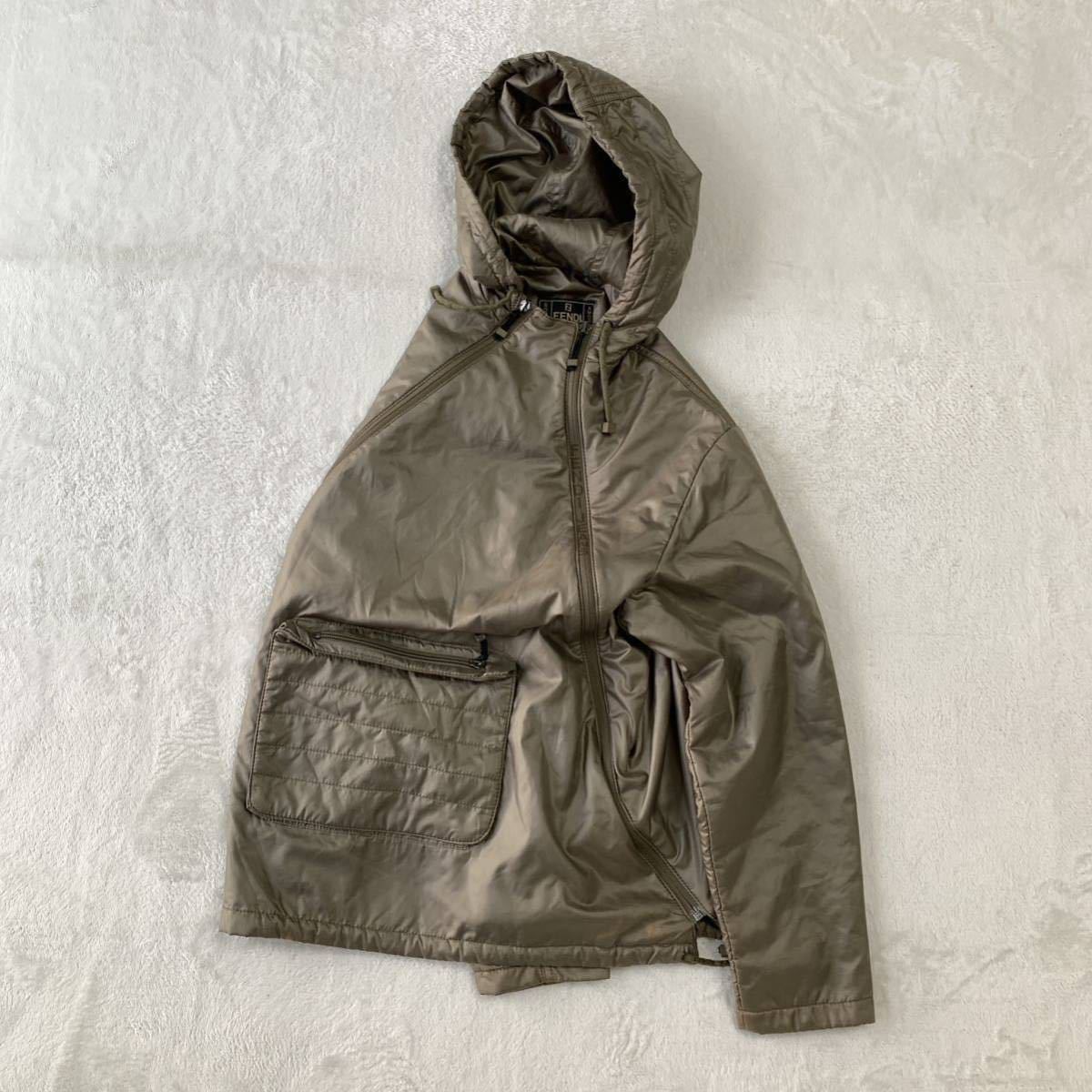 [ rare ]FENDI Fendi nylon ano rack jacket blouson cotton inside front both side zipper Italy made 