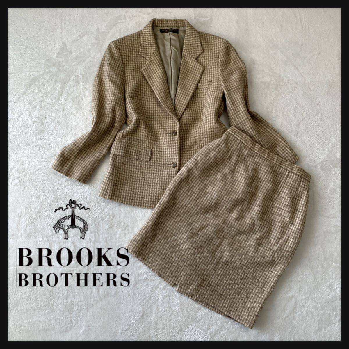 【希少】Brooks Brothers ブルックスブラザーズ ウール ジャケット スカート セットアップ ツーピース 上下 スーツ チェック 日本製