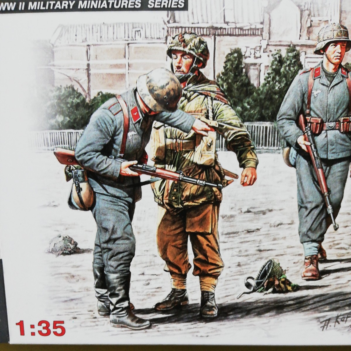 ☆地　1/35 ミニアート　MiniArt マーケットガーデン作戦　ドイツ兵２名　イギリス３名　捕虜　未組立 　_画像2