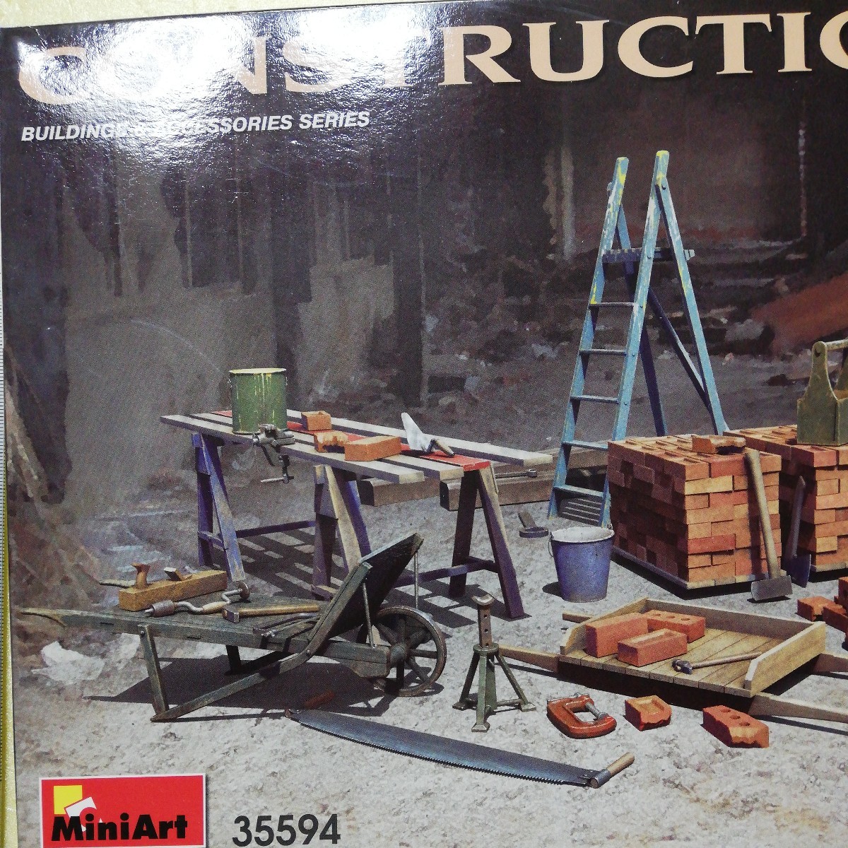 * ground 1/35 Mini art MiniArt construction work set brick working bench stepladder tool various not yet constructed 