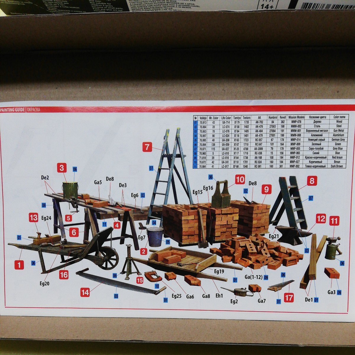 * ground 1/35 Mini art MiniArt construction work set brick working bench stepladder tool various not yet constructed 