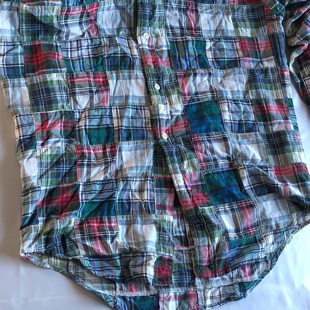 ラルフローレン　BLAIRE パッチワーク　刺繍ロゴ　インド製 長袖　シャツ