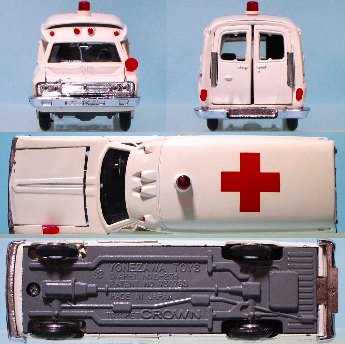 米沢 1971 ダイヤペット D203 トヨペット クラウン 救急車 MS50改 メトロポリタン型 AMBULANCE 車名 トヨタ救急車 FS55V 後期型 難あり品_画像8