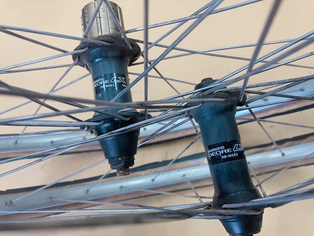 [中古品]SHIMANO DEORE LX ハブ 26インチ クリンチャー 前後ホイールセットの画像2