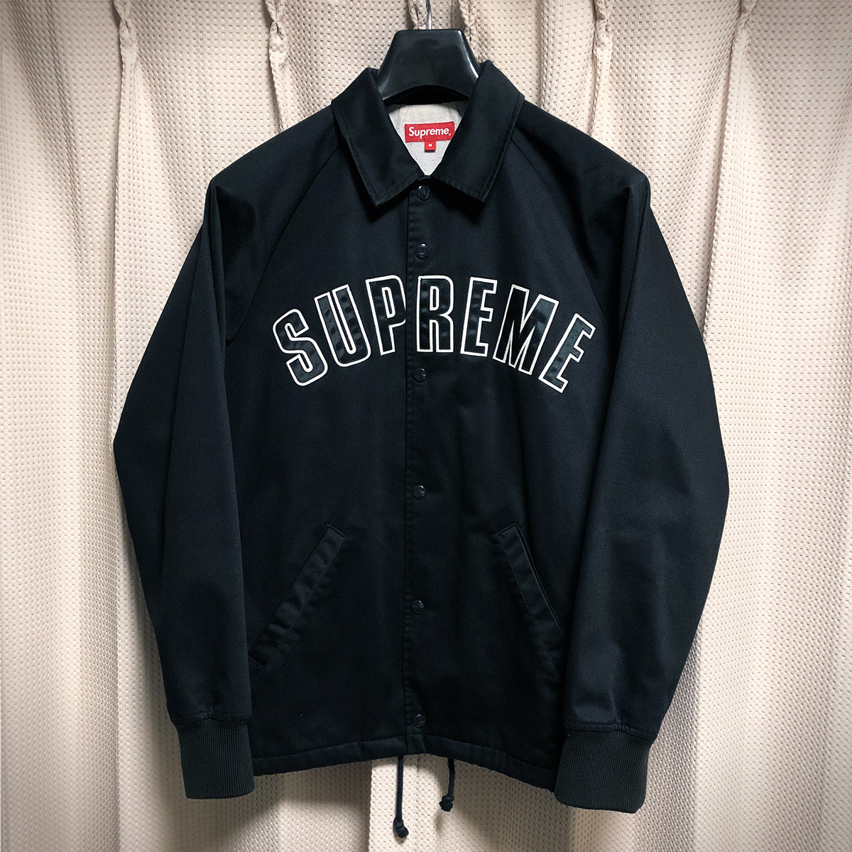 【国内正規品】2015AW Supreme／Arc Logo Twill Coaches Jacket 黒M アーチロゴ コーチジャケット