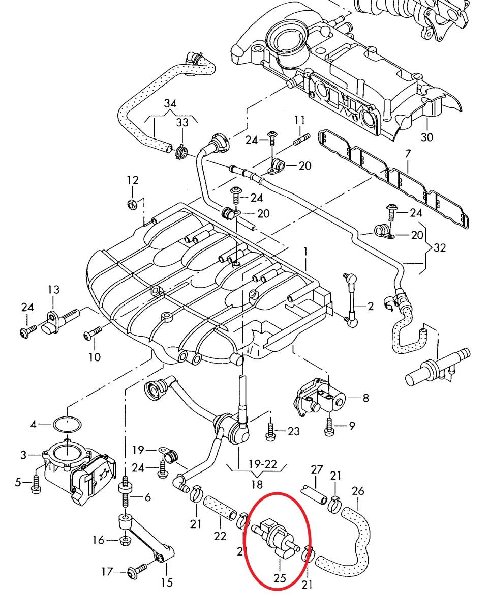 パージバルブ 欧州BOSCH製・VW Golf5/6/Passat(3C)/Touareg(7L)/ Audi A3(8P)/A4(8E)/TT(8J)などに・ 06E906517A【新品】の画像4