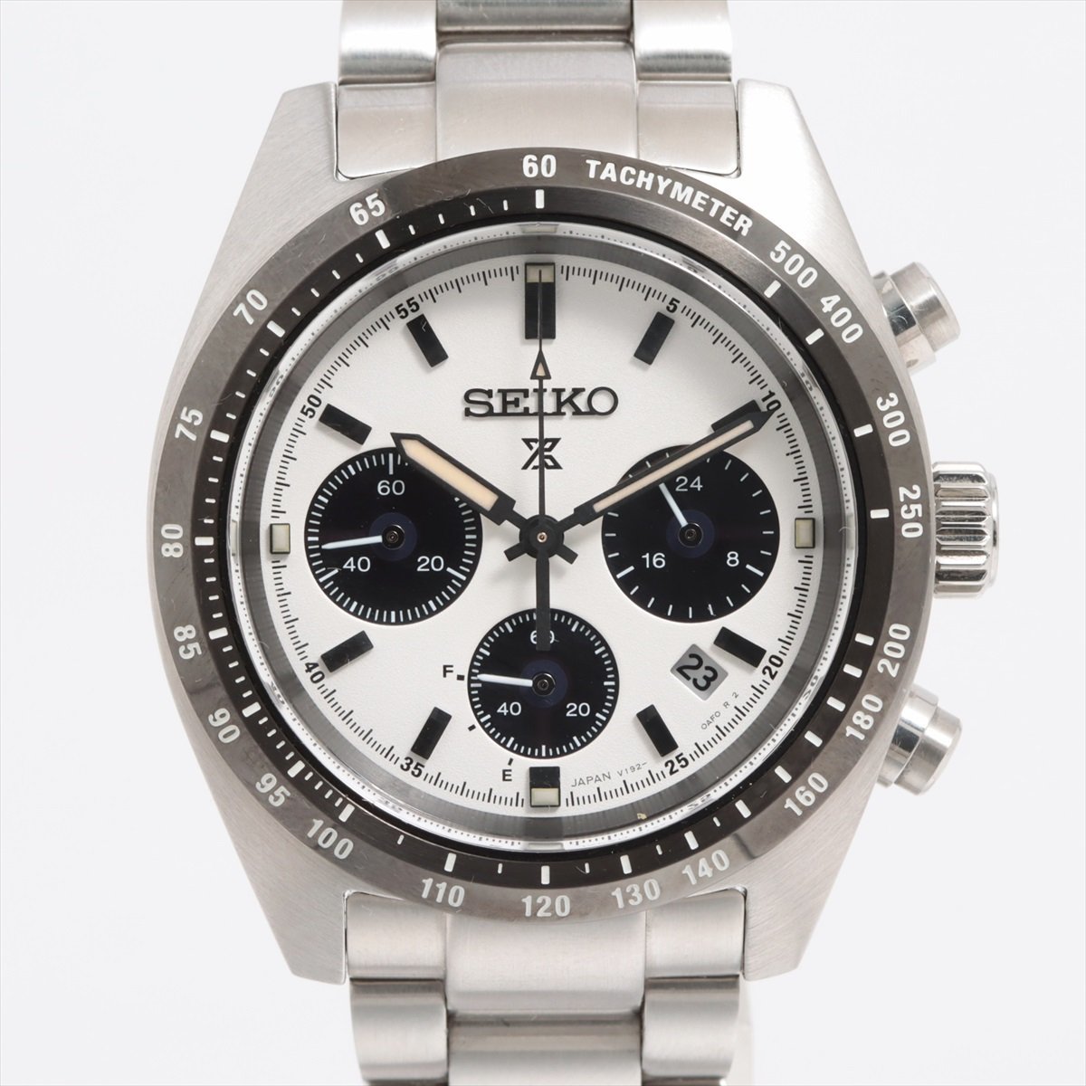 ■ 1円 ～ 正規 中古 美品 参定7.4万■ セイコー SEIKO ■ プロスペックス スピードタイマー SBDL085 ■箱保コマ ソーラー クロノ シルバー_画像1