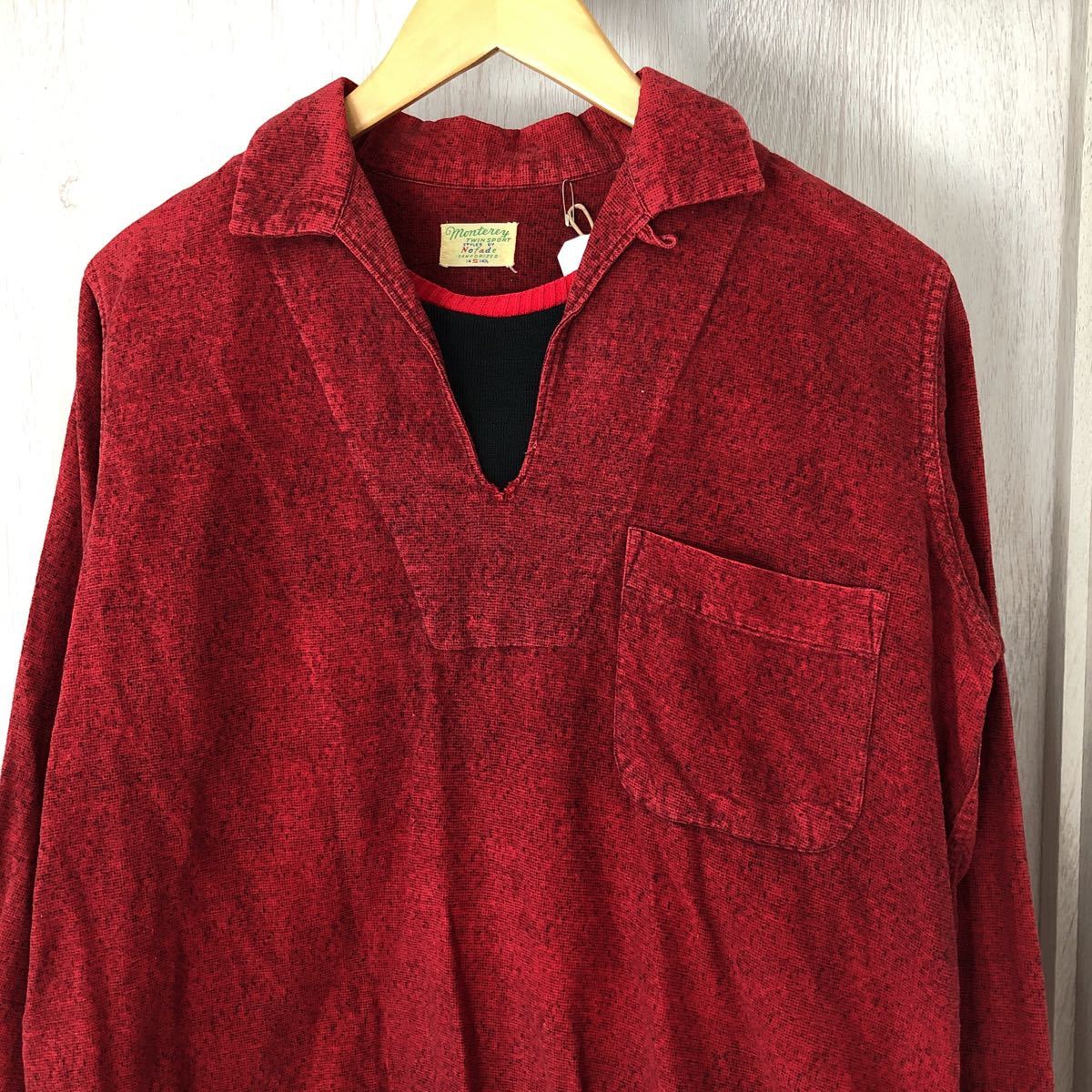 (k) 50s 50年代 monterey TWIN SPORT プルオーバー ネルシャツ サイズS 赤 レッド ビンテージ vintage _画像4