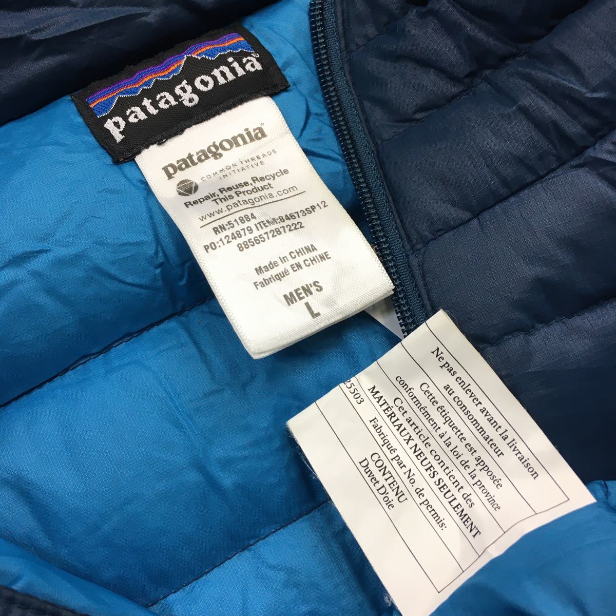 SP12 patagonia パタゴニア ダウンセーター ジャケット ブルー 青 メンズ サイズL アウトドア _画像9