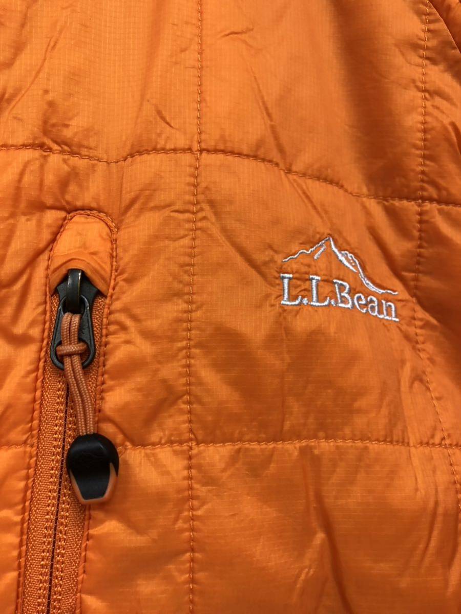 llbean エルエルビーン　primaloft 中綿フーディー　パーカー　ナイロンジャケット　オレンジ　メンズM キルティング_画像4