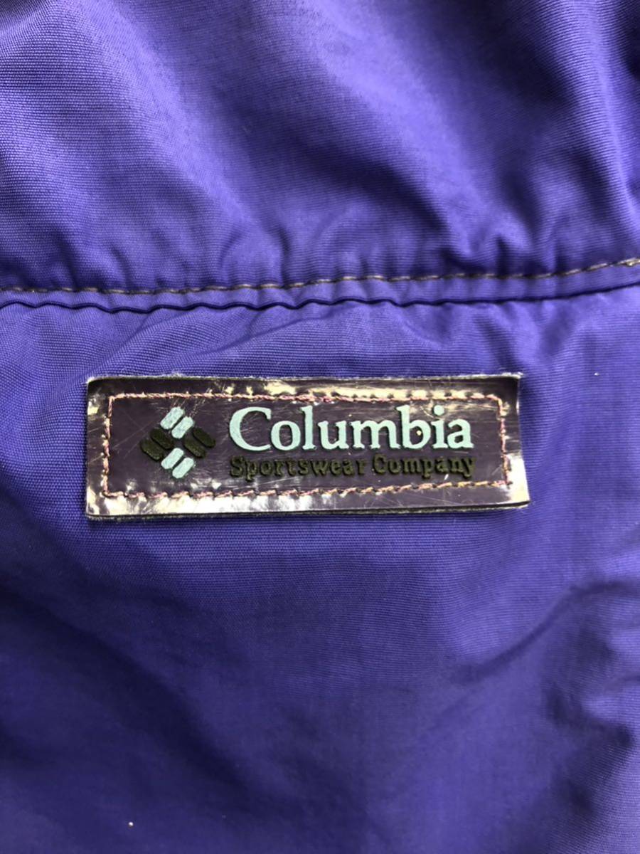 90s columbia USA製 ボアフリース　フライトキャップ　耳当て付き　パープル　グリーン　難あり_画像3