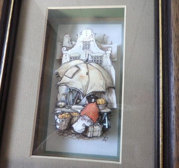 シャドーボックス 3D立体画 ANTON PIECK アントンペック オレンジ屋さん_画像2