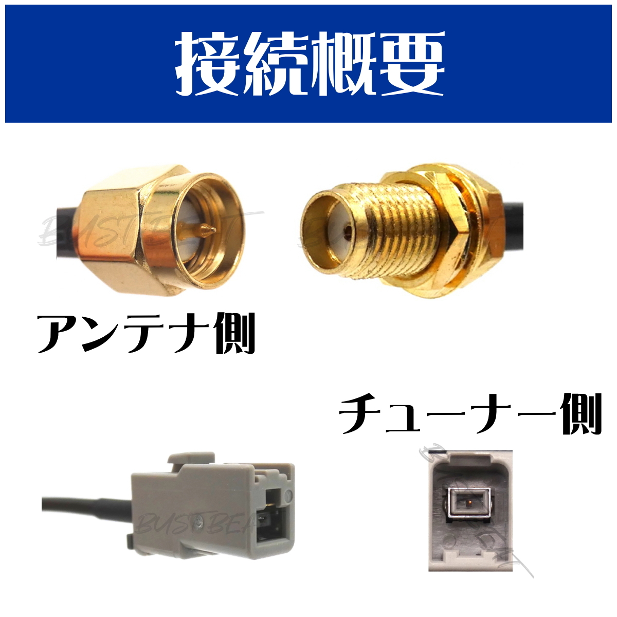 BUST BEAT クラリオン MAX809 対応 地デジ アンテナ変換ケーブル SMA GT13 ワンセグ 1セグ フルセグ 12セグ_画像4