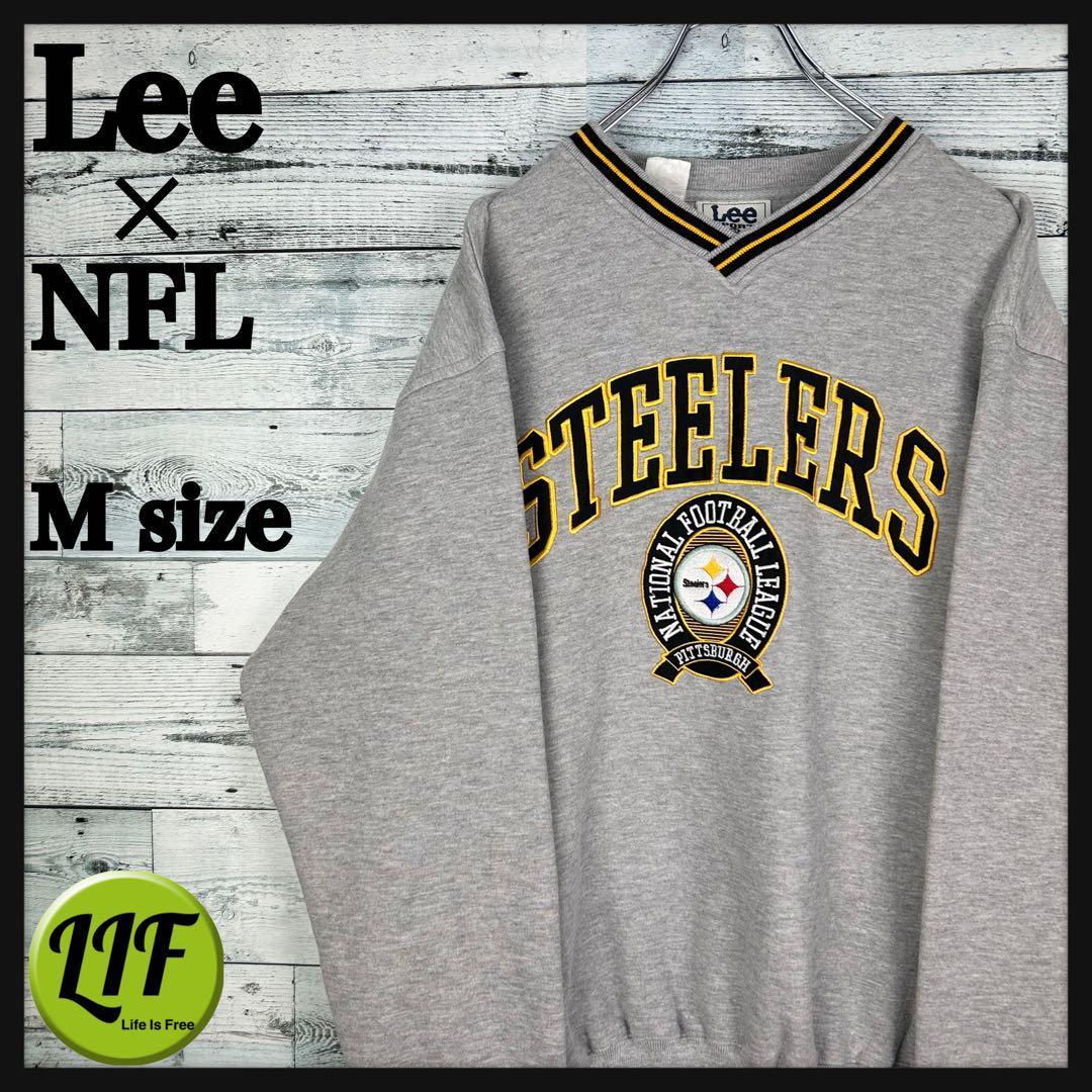 Lee × NFL 刺繍チームロゴ スティーラーズ リブライン スウェット M_画像1