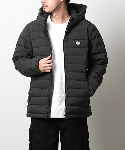 美品 希少サイズ44 DANTON ダントン MIDDLE DOWN HOODED JACKET 黒 ダウン ジャケット フード ミドルの画像1