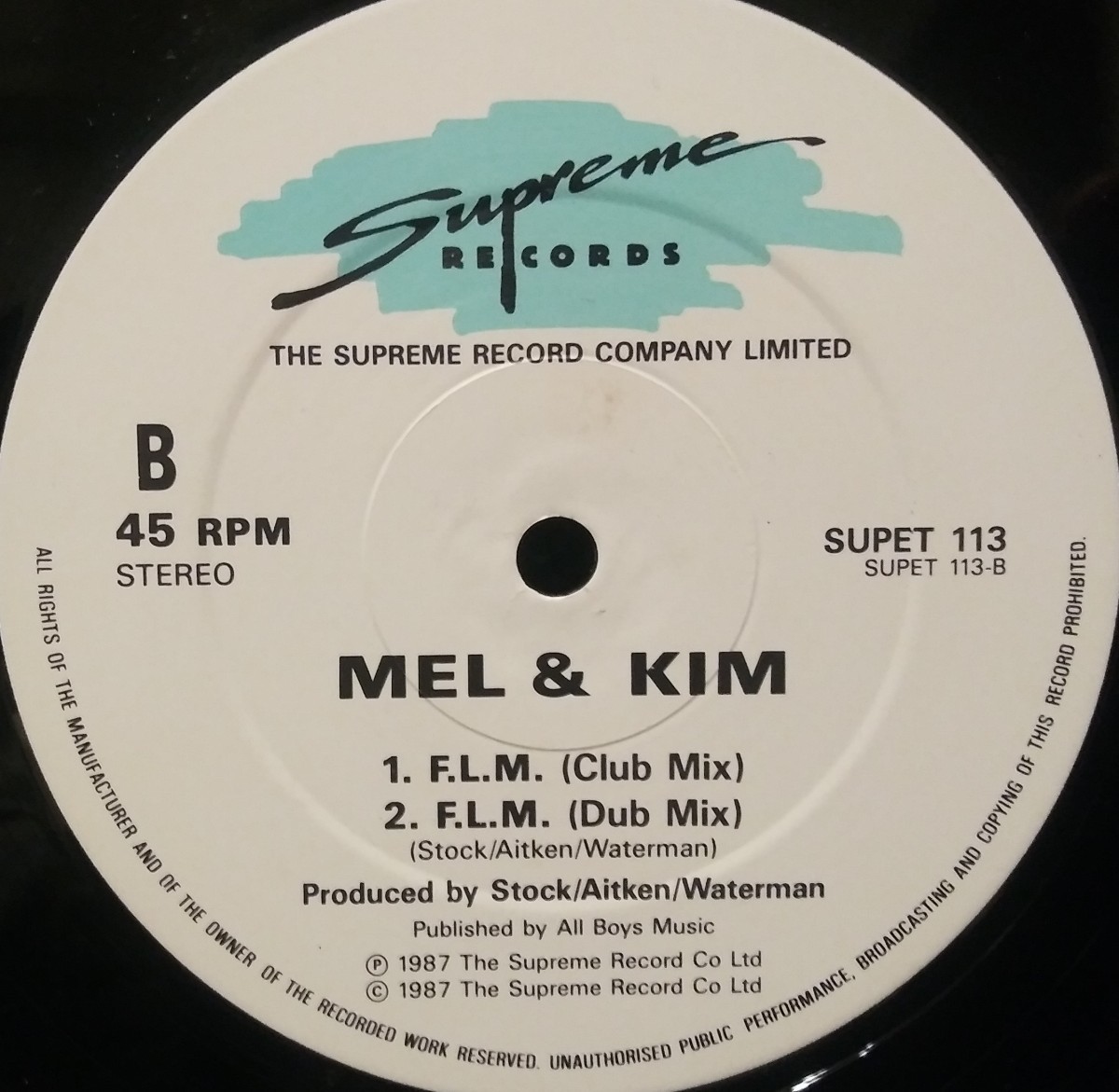 12inch【 MEL & KIM / F.L.M. 】12インチ シングル HI-NRG ユーロビート 1987 80s PWL UK盤_画像4