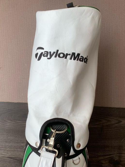 1円 送料無料 良品 テーラーメイド TaylorMade キャディバッグ 5口 9.5型 47インチ対応 ゴルフバッグ 軽量 ホワイトxグリーン 売り切り_画像9