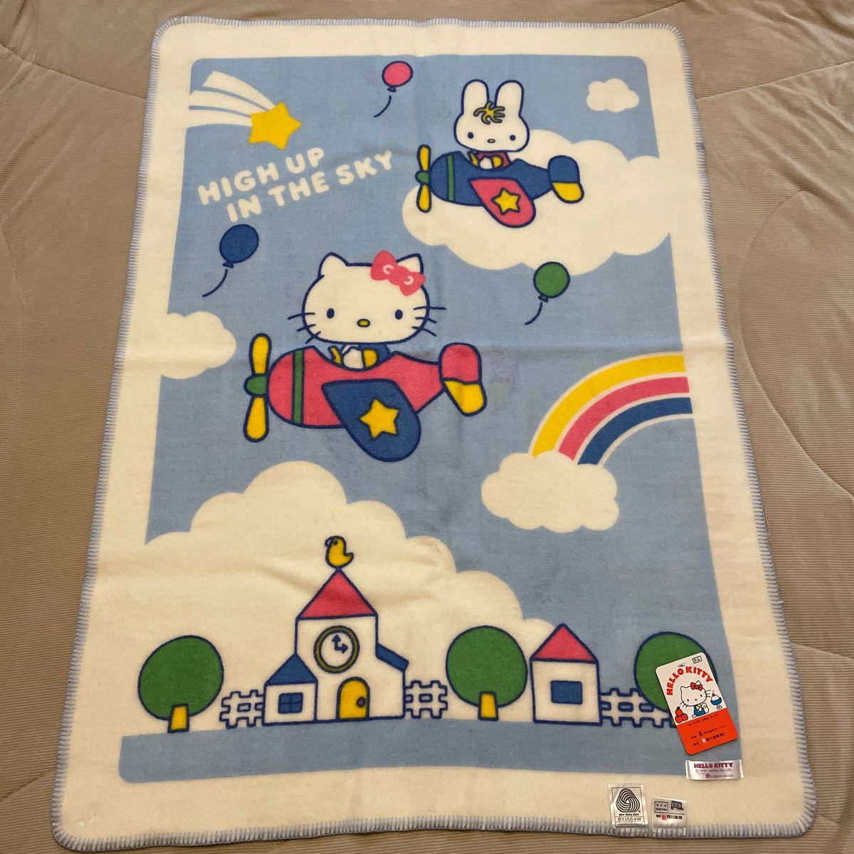 ハローキティ キティ 1976年製 毛布 キッズ毛布 毛100% サイズ85 ハローキティ キティ 1976年製 毛布 キッズ毛布 毛100% サイズ85