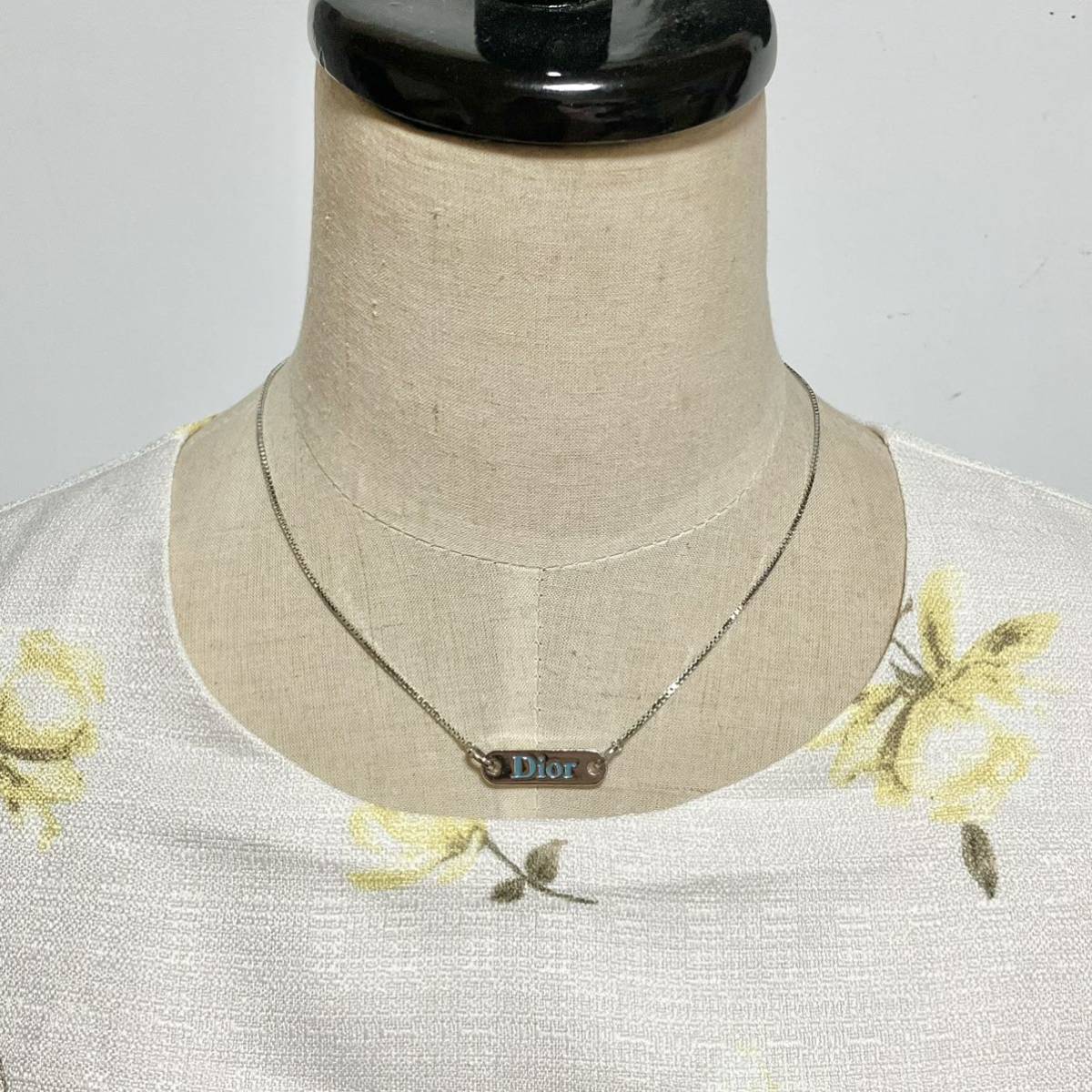 ws1980】良品 Dior ディオール ロゴ プレート 水色 ネックレス ws1980】良品 Dior ディオール ロゴ プレート 水色 ネックレス