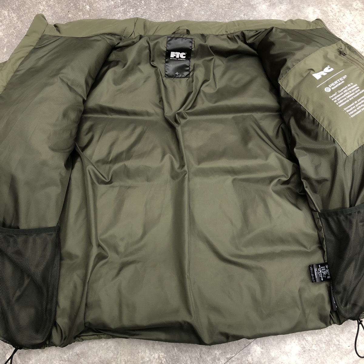 ▲ FTC エフティーシー PERTEX DOWN JACKET パーテックス ダウン ジャケット アウター カーキ 緑 サイズL FTC022AWJ18 104_画像7