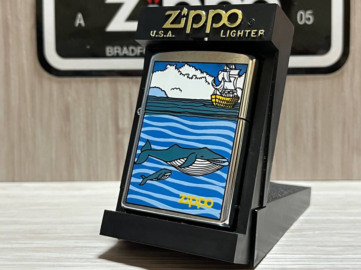 大量出品中!!【希少】レア 未使用 2003年製 Zippo 'Whale' クジラ 鯨 船 イラスト デザイン ジッポー 喫煙具 ライター_画像1