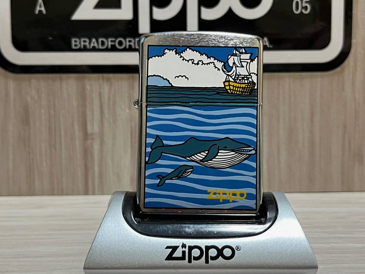 大量出品中!!【希少】レア 未使用 2003年製 Zippo 'Whale' クジラ 鯨 船 イラスト デザイン ジッポー 喫煙具 ライター_画像3