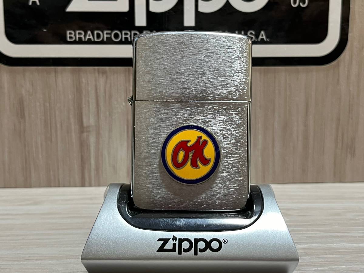 大量出品中!!【希少】レア 1986年製 Zippo 'OK' 80's シルバーカラー ヴィンテージ メタル貼り ジッポー 喫煙具 ライター_画像2