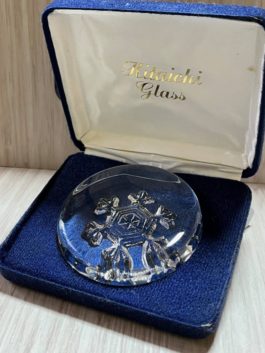 【未使用品】KITAICHI GLASS 北一硝子 手作り硝子の栞 手造り硝子 専用ケース入り ガラスの栞 置物 置き物 インテリア 雪の結晶_画像1