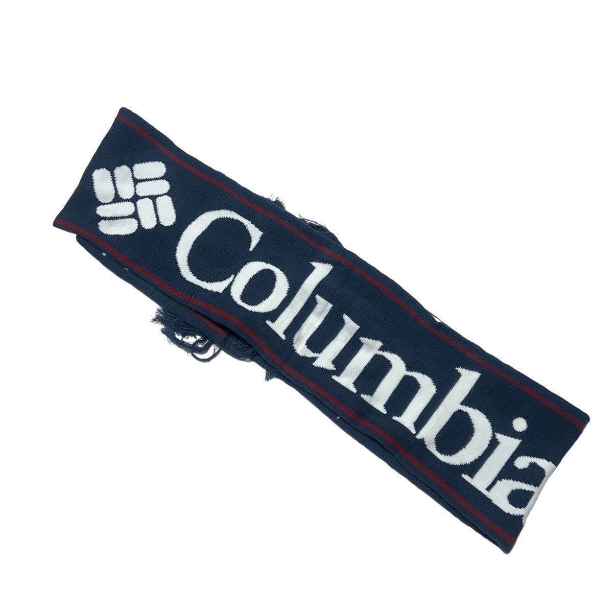 * laundry Press ending * Columbia Colombia big Logo fringe sport muffler [1649]