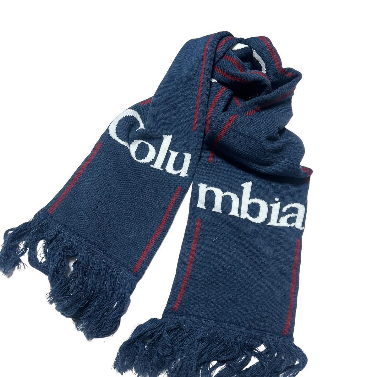 * laundry Press ending * Columbia Colombia big Logo fringe sport muffler [1649]