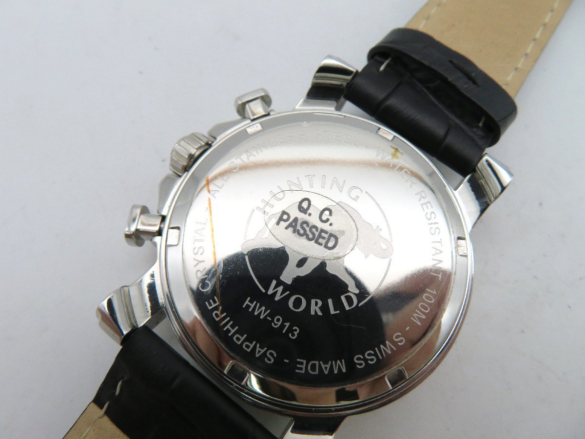 ◆1円◇稼働◇　ハンティングワールド　HW-913　　白　クオーツ　メンズ　腕時計　　F28201_画像4