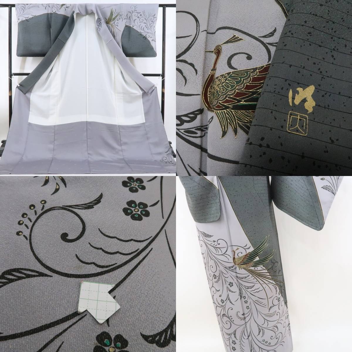ゆめsaku2 新品 大島明 落款 着物 正絹 仕付け糸付“夢に見た翼を ゆめsaku2 新品 大島明 落款 着物 正絹 仕付け糸付“夢に見た翼を