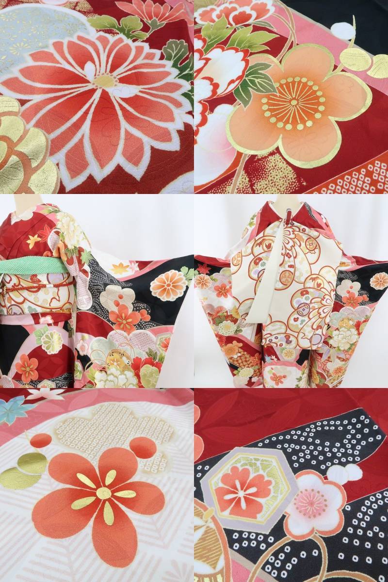 yu.saku2 beautiful goods 5 point set kimono coming-of-age ceremony * pretty ..... heart .... power beautiful ~ long-sleeved kimono * long kimono-like garment * double-woven obi * small articles 2745