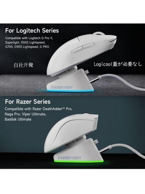 SIKAI CASE 2022最新改良For Logicool G Pro X SUPERLIGHT ゲーミングマウス ワイヤレス充電器 Logicool&Razer対応 ホワイト IP アダプター_画像4