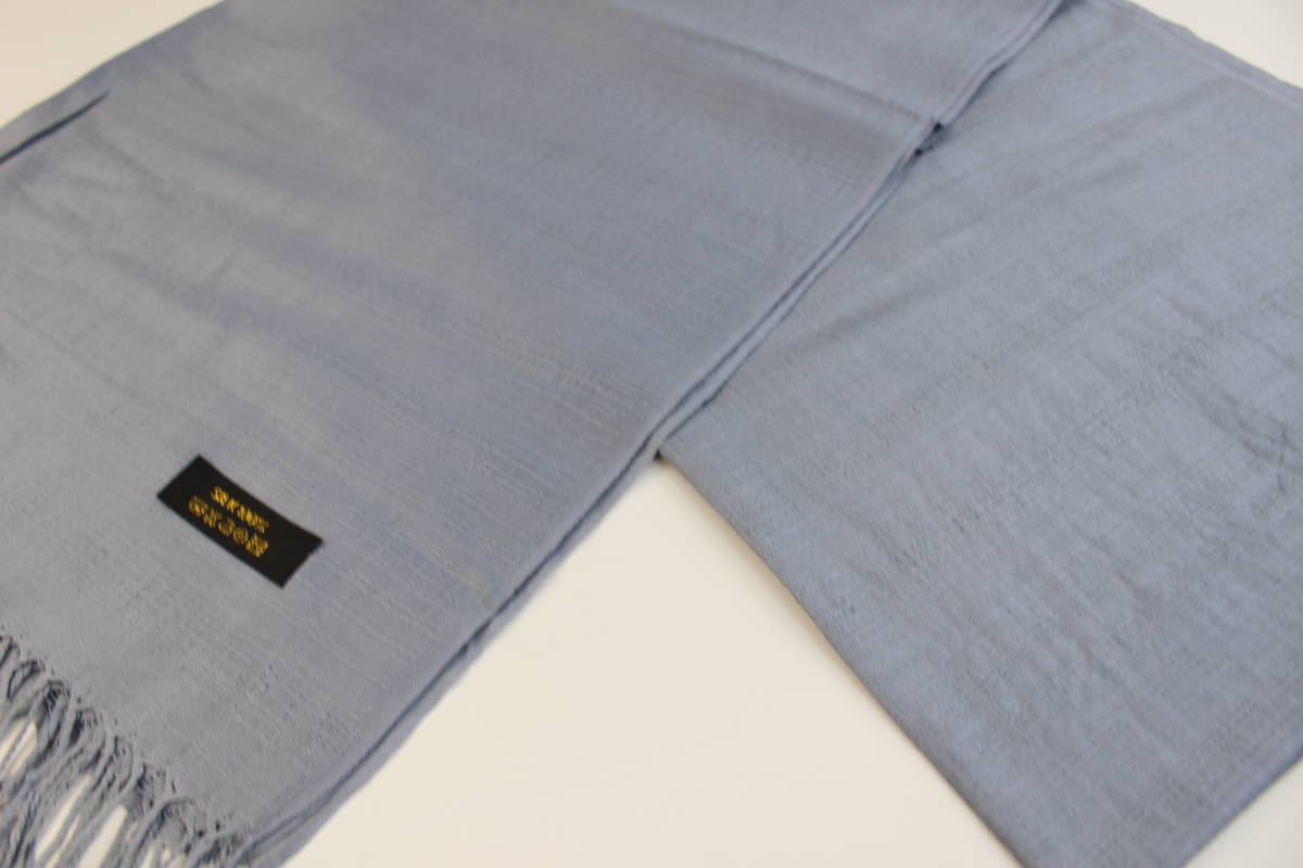 新品【SILK シルク100%】無地 Plain 大判 ストール A.GRAY 灰 アッシュグレー系_画像3