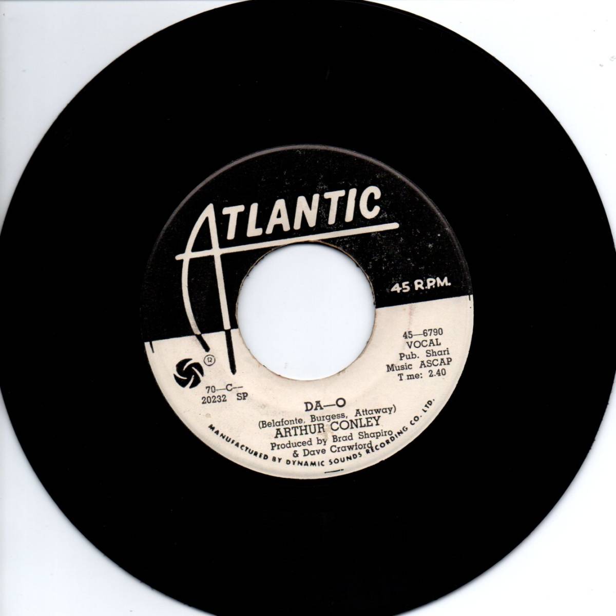 Arthur Conley 「Day-O/ Nobody's Fault But Mine」米国盤プロモ用EPレコード_画像1
