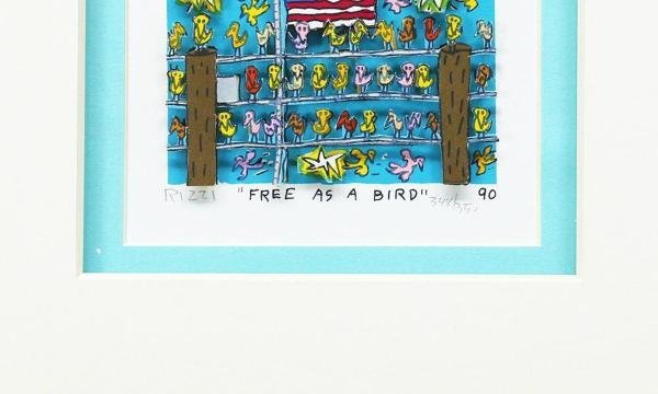 【真作】【WISH】ジェームス・リジィ James Rizzi「FREE AS A BIRD」3Dシルクスクリーン 直筆サイン 　　〇立体版画で人気 #23122187_画像6