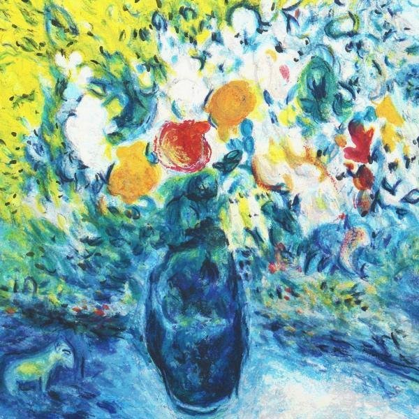 【真作】【WISH】マルク・シャガール Marc Chagall「雄鶏と黄色いブーケ」リトグラフ 約20号 大作 　　〇20世紀フランス巨匠 #23102206_画像5