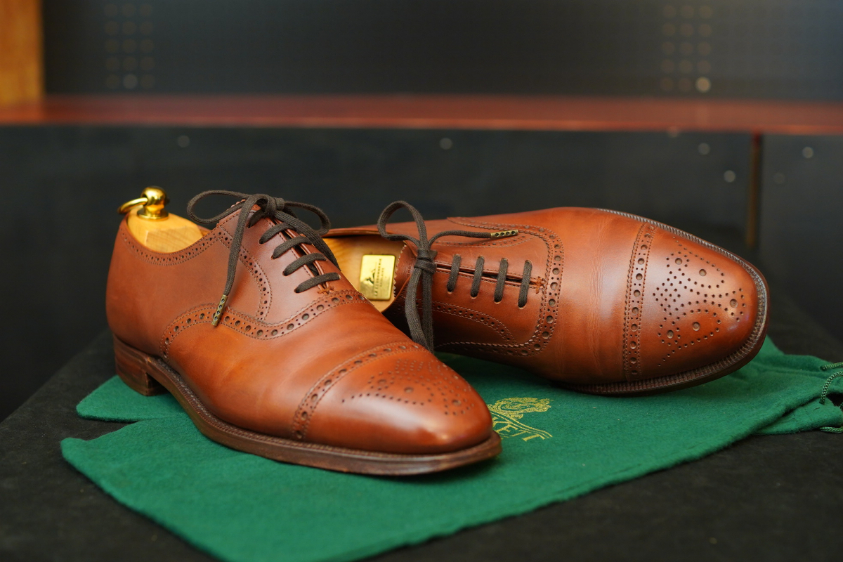 クロケット&ジョーンズ◆Crockett&Jones◆ALDGATE◆6.5E◆24.5～25㎝相当◆茶◆ブラウン◆セミブローグ◆レザーソール◆内羽根_画像1