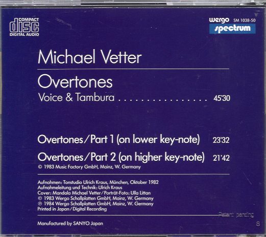 Michael Vetter Overtones (Voice & Tambura)_画像2