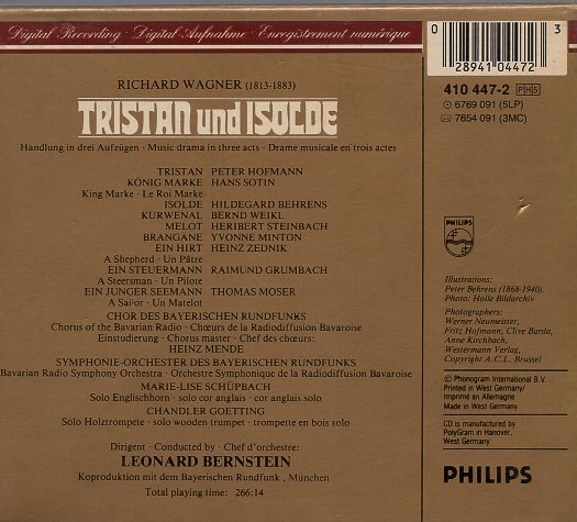 旧西独プレス　ワーグナー：トリスタンとイゾルデ/バーンスタイン指揮（5CD)_画像2