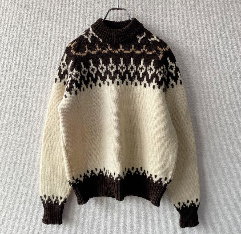 70s USA made pen dollar ton sheto Land wool nordic sweater XL PENDLETO Vintage knitted 