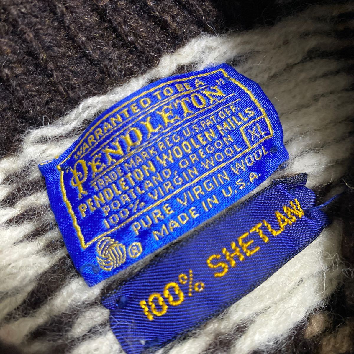 70s USA made pen dollar ton sheto Land wool nordic sweater XL PENDLETO Vintage knitted 