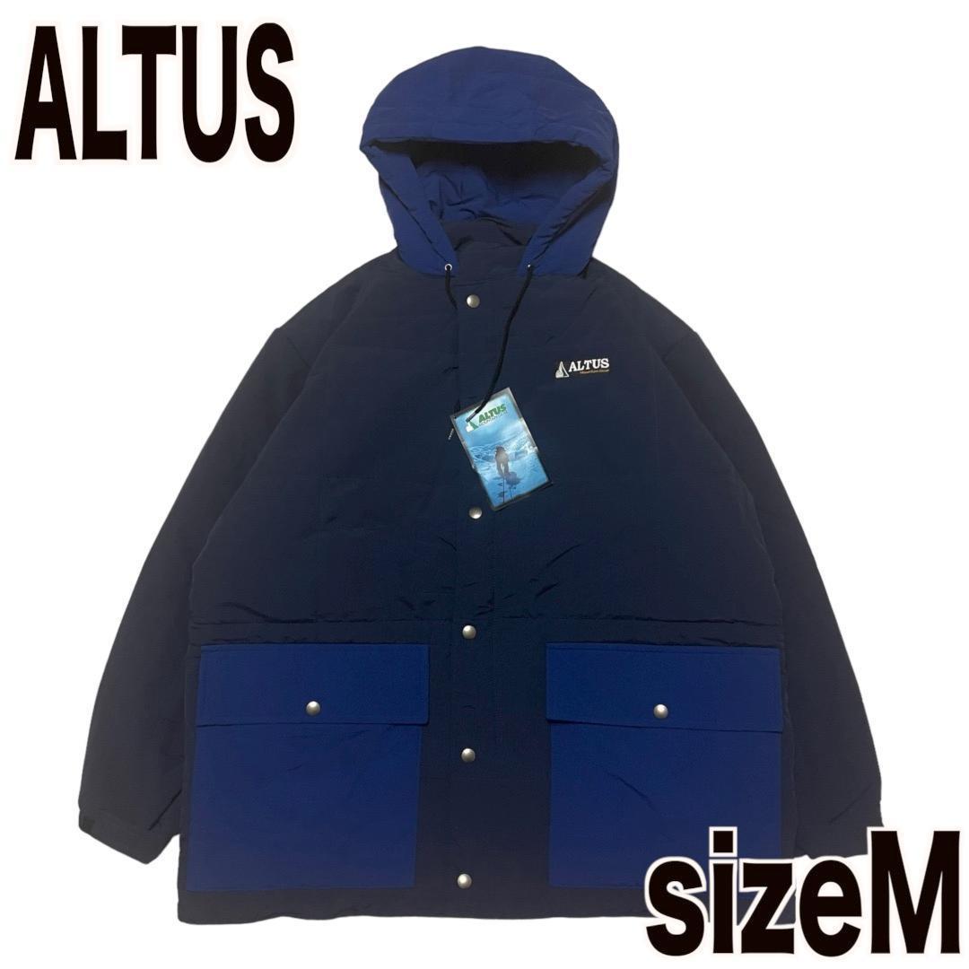 【新品】ALTUS フーデッドジャケット 中わた M ワイド ダウンジャケット ALTUS Mountain Gear AT-OR013 HOODED CARGO JACKET NAVY 2023AW