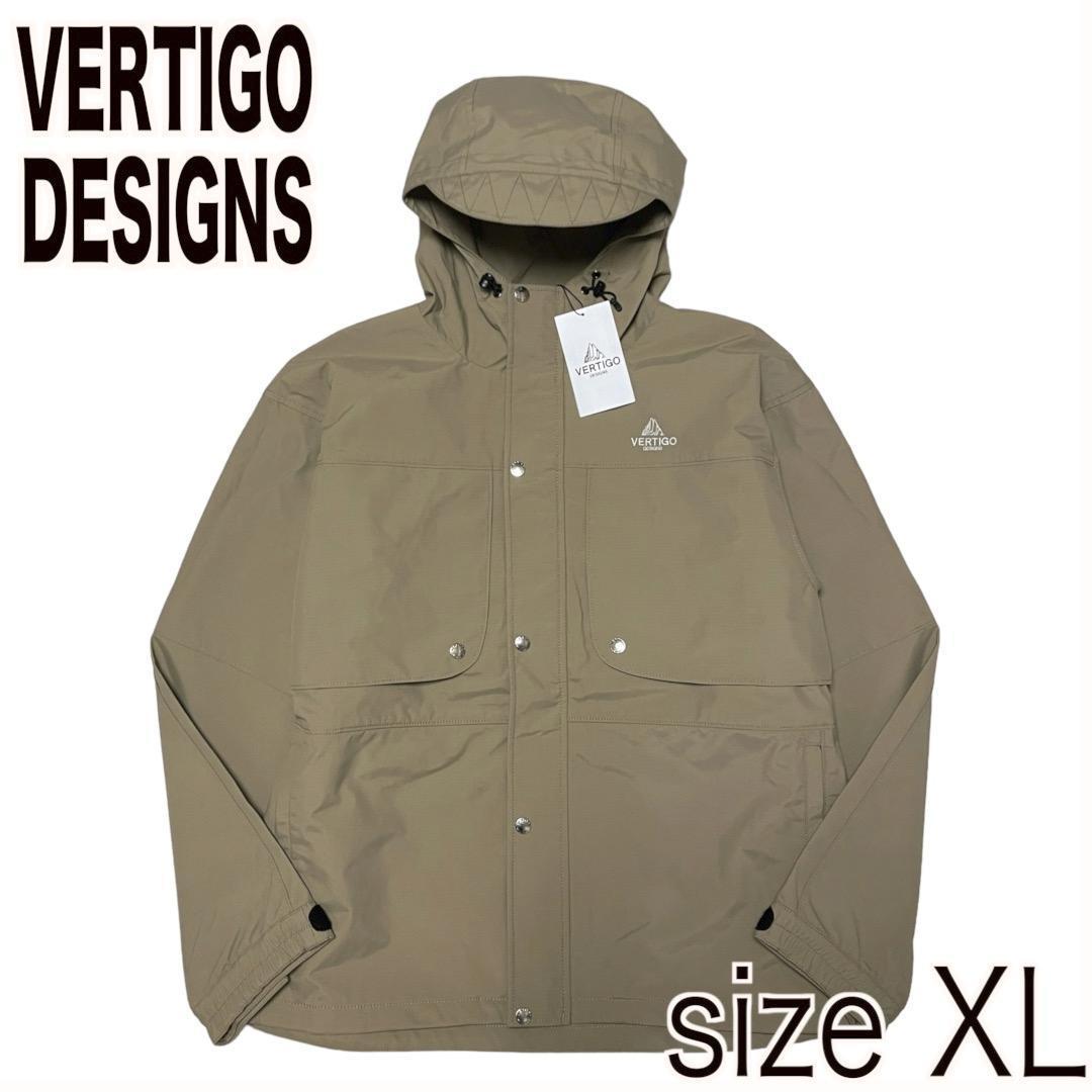 【新品】VERTIGO DESIGNS マウンテンパーカ XL ナイロンジャケット フーディー ベージュ バーティゴデザイン