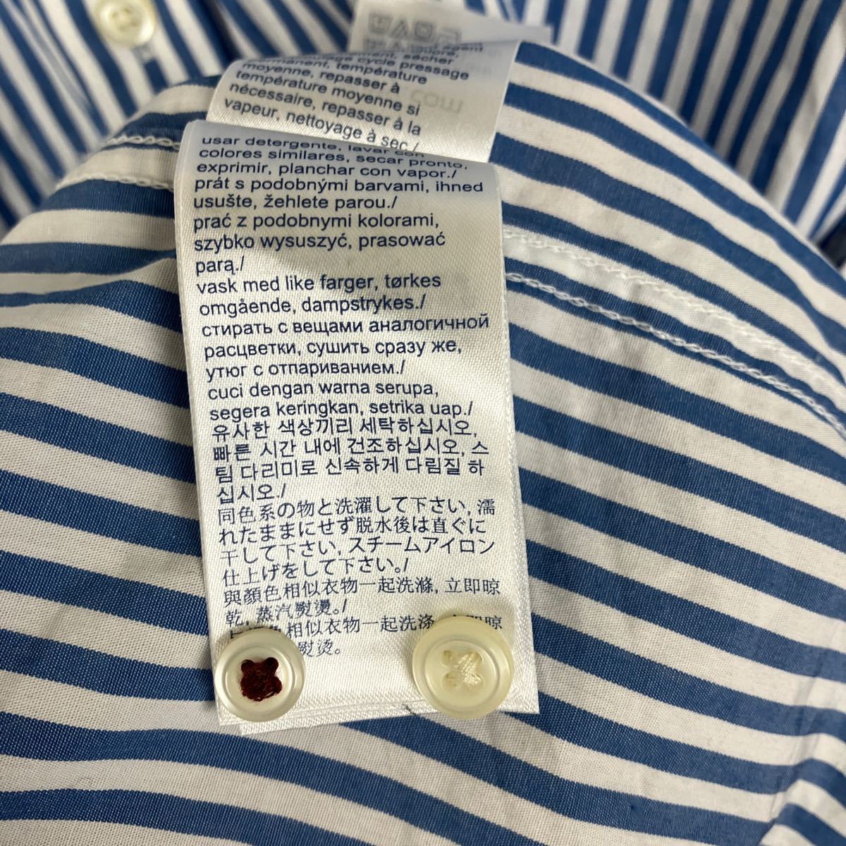 TOMMY HILFIGER 長袖シャツ ワイシャツ メンズ Mサイズ ブルー ストライプ カジュアル フォーマル ワンポイント ロゴ ウェア FA160_画像5